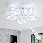 LED Ceiling Light Dimmable, 45W Flower Chandeliers Ceiling Light with Remote Control Colour Changing Bedroom Ceiling Lamp, 5 Leaves Modern Ceiling Lighting for Living Room Dining Room