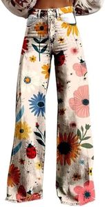Flare Jeans for Women Vintage Wide Leg Boyfriend Baggy Stretchy High Waisted Trendy Denim Pants with Pockets Pinks Medium