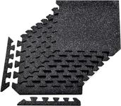 Yes4All Heavy Duty 100% High Density Rubber Floor Tiles Interlocking Mat- 8 Pcs 20 SQFT, Black Grey