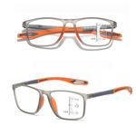 LILLIE 1 pair of progressive multifocal reading glasses, sports anti-blue light reading glasses, TR90 flexible glasses (Color : Orange, Size : 1.5x)