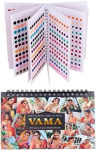 VAMA Women's Fashions Plain Round Red Maroon Kumkum Bindis Sticker Bindiya Spiral Bride Groom Dulhan Bindi Book Medium Multicolour