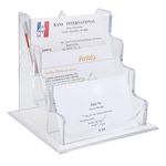 Patioer Business Card Holder for Desk 3 Tier Clear Acrylic Business Card Display Stand Desktop Organizer for Office Exhibition Home, 3 Slot Horizontal