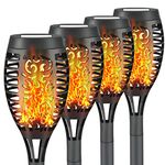 Liveasily 4 Pack Led Solar Torch Light with Flickering Flame, Outdoor Waterproof Solar Torches Stake Lights, Auto On/Off Solar Garden Lights Decorations (4 Pack)