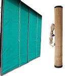 Foreign Holics Bamboo Roll-up Blind Chick Window Closer/Curtains for Balcony, Windows, Outdoors, Door& Ceilling Green (4 Width X 7 lenght)