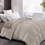 MAPLE DOWN Soft Comforter Twin Duvet Insert-Down Alternative Comforter Quilted with Corner Tabs for All Season-Lightweight Breathable Brushed Microfiber Machine Washable (Light Brown 68”x90”)