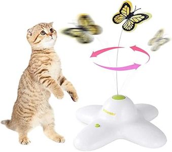 ALL FOR PAWS Interaktives Katzenspielzeug für den Innenbereich, mit 360 ° drehbarem Schmetterling, Schmetterling mit Zwei Ersatz-Schmetterlingen