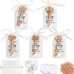 WODEGIFT 100 PCS Key Bottle Openers,Wedding Favors,Gifts,Decorations or Souvenirs for guests Bulk,Bridal Shower Party Favors with Card Tag and Chains (Rose Gold)