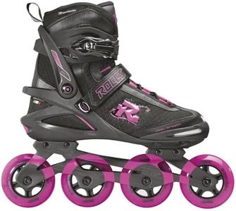 ROCES Women's Pic Tif Outdoor Breathable Fitness Comfort 4 80mm Wheels Racing Inline Skates with Memory Buckle, Easy Entry Boots, Glass Fiber Reinforced Shell & Aluminum Frame, Black/Fuchsia, 6