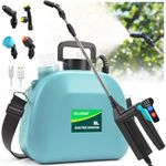 SYLSTAR Battery Powered Garden Sprayer 8L, Upgrade Electric Weed Sprayer with 3 Mist Nozzles, USB Rechargeable Handle, Retractable Wand and Adjustable Shoulder Strap, Water Spray for Lawn (Blue)