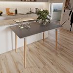 URBNLIVING 110cm Rectangle Scandi Style Modern Kitchen Wooden Dining Table Living Room Home Furniture Office Meeting Table (Grey)