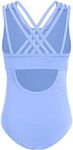 Arshiner Girls Ballet Leotards Crisscross Straps Sleeveless Camisole Leotard Kids Dance Outfit,Blue,12-13 Years