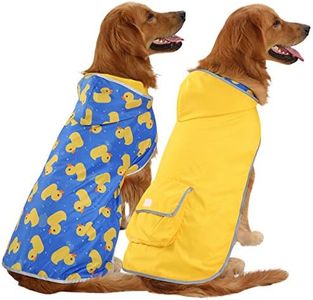 HDE Reversible Dog Raincoat Hooded Slicker Poncho Rain Coat Jacket for Small Medium Large Dogs Ducks Yellow - XL