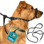 Total Pet Figure of 8 Dog Lead - Anti Pull Stop Dogs Pulling - Rope Slip Leads with Padded Nose Support (Medium/Large) Black