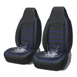 AUTOYOUTH Universal Front Car Seat Covers (Pair) - Waterproof Faux Leather Upholstery Protectors, Airbag Compatible - Fit for Most Hatchbacks, Saloons, SUVs & Vans, Blue/Black