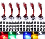 GTIWUNG 60Pcs 5mm Pre Wired LED Diodes Light Ultra Bright (10PCS X 6 Colors) + 60Pcs 5mm Plastic LED Holder LED Light Mounting Holders for Toy Lighting to add a Festive Atmosphere