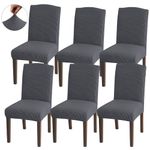 Granbest High Stretch Dining Chair Slipcovers, Universal Fit Jacquard Parson Dining Chair Covers, Removable Chair Protectors for Dining Room, Kitchen, Restaurant and Hotel (Set of 6, Grey)