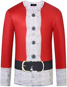 SSLR Men's Funny Holiday Crew Neck Long Sleeve Christmas Tee Ugly Christmas T-Shirts (3X-Large, Red White)