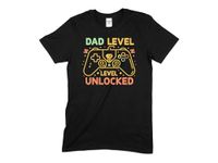 Dad Level Unlocked T-Shirt, New Dad Gamer Tee, Fathers Day Gaming Shirt, Geek Dad Gift, Video Game Controller Graphic Tee (Small, Black)