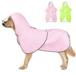 DOMIGLOW Reflective Dog Raincoat - Waterproof Dog Rain Jacket Hooded Poncho Lightweight Dog Rain Coat with Transparent Cap Brim (Large, Pink)