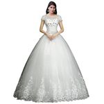 GOWNLINK Designing Christian Wedding White Bridal Ball Gown Full Stitch with Extra Sleeves GLHMD16050083 (Small)