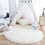 AROMICK® Round Shaggy Carpet Plain Fur Rugs for Kids and Girls Room, Living Room Bedroom Carpet, Cute Luxury Non- Slip (2 x 2, White)