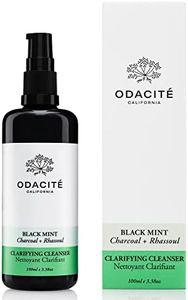 Odacité Facial Cleanser with Foam - Black Mint Activated Charcoal & Rhassoul Clay Glow Recipe - Facial Moisturizer with Deep Cleanse for Gentle Face Wash to Remove Dirt & Oil, 3.38 fl. oz.