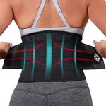 NeoHealth Breathable & Light Lower Back Brace | Waist Trainer Belt | Lumbar Support Corset | Posture Recovery & Pain Relief | Exercise Adjustable | Women & Men | Black L