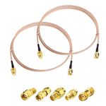 SUPERBAT SMA Male to SMA Female RF Coaxial Coax Cable 12inches + 5pcs RF Coax Adapter Kit, SMA Cable + SMA to SMA/RPSMA Adapter KIT for WiFi/Ham Radio/GPS/3G 4G LTE Antenna,LNA and etc