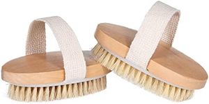 Opaz Dry Body Brush 2 Pack Natural Bristle for Dry Skin - Exfoliator Scrubber - Wet or Dry Scrub Smooth Cellulite - Stimulate Blood Flow