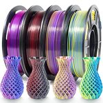 iSANMATE 3D Printer Filament PLA Set, Dual Color Silk PLA Filament Set, PLA Filament 1.75, +/-0.02mm, Filament PLA 250g x 4 Spool, Rose Red Blue/Blue Yellow/Red Black/Gold Purple