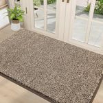 HEBE Indoor Doormat 36"x59" Large Size Front Door Mat for Entrance Non Slip Absorbent Mud Trapper Mats Washable Entryway Rug Low-Profile Shoes Scraper Mat,Brown