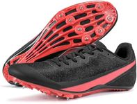 Zakey Mens Track and Field Shoes Women Kids Professional Spikes Racing Sneakers Girls Light Weight Running Nail Spikes Shoes Boys (BlackRed,5.5)