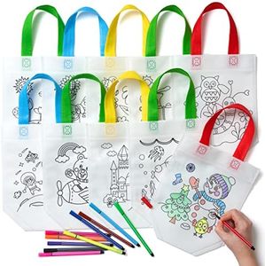 THE TWIDDLERS 10 Piezas Bolsas para Colorear - DIY Graffiti Bolsas con 10 Bolígrafos - Pintar Su Propia Bolsa, Fiestas Cumpleaños