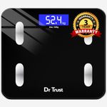 Dr Trust USA Digital Smart Electronic Rechargeable Bluetooth Fitness Body Composition Monitor Fat Analyzer Weight Machine and Weighing Scale-509 (Black)