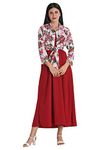 Milkyway Retro Maxi Dress and White Flower Shrug Set (Red_S)