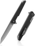 FLISSA Folding Knife, Pocket Knife with D2 Steel Blade, G10 Handle, Pocket Clip, Lightweight for Camping, Tactical, Hiking, Hunting, EDC, Daily Use, Outdoor Activities(Black)