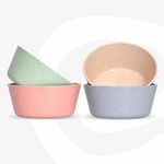 Eha Set of 4 Earth-Friendly Small Curry Bowls for Kitchen | 175 ml | Made with Bamboo Fibers & Rice Husk | Microwave Safe Bowl | for Hot & Cold Serving Bowl Set | Multicolor