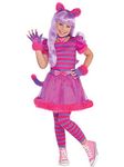 Girls 4 Piece Pink Purple Cheshire Cat World Book Day Week TV Book Film Animal Fancy Dress Costume Outfit (6-8 years)