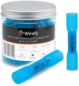 Wirefy 150 PCS Heat Shrink Butt Connectors Blue 16-14 AWG - Marine Grade - Wire Butt Splice Connectors - Electrical Waterproof