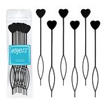 Hoyols 12pcs Quick Beader for Loading Beads on Hair Braids Beader Tool for Kids Girls Stringer Hair Topsy Tail Ponytail Maker Set 12 pcs Black