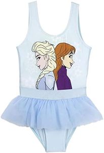 CERDÁ LIFE'S LITTLE MOMENTS Bañador Niña Volantes Fabricado 85% y en Elastano al 15% con Forro 100% Poliéster y Personajes de Frozen 2 | Licencia Oficial-Disney, Azul Claro, 5 años para Niñas