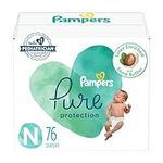 Pampers Diapers Size 0/Newborn, 76 Count - Pure Protection Disposable Baby Diapers, Hypoallergenic and Unscented Protection, Super Pack (Packaging & Prints May Vary)