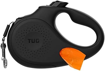 TUG Oval 360° Tangle-Free Retractable Dog Leash with Integrated Waste Bag Dispenser (Small, Black)