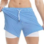 MaaMgic Mens Swim Trunks with Compression Liner 2 in 1 Swimming Shorts Stretch 5.5" Quick Dry Bathing Suits