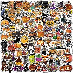 KATELUO Halloween Stickers, Autocollant Halloween, Autocollants DéCoratifs Citrouille, Autocollant Halloween Scrapbooking, Autocollants pour Halloween, pour Ordinateur Portable Scrapbook