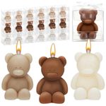 Dansib 50 Pcs Bear Baby Shower Candle Favors Bear Baby Shower Favors for Guest Bear Party Favors Baby Shower Candles Bulk for Gifts Favors Bear Party Favors Decorations (Light Brown, White, Brown)
