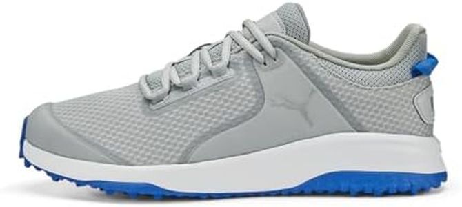 PUMA Men's Fusion Grip Golf Shoe, Flat Light Gray Puma Silver Puma Team Royal, 8.5 US