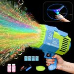 Automatic Bubble Gun Machine for Kids Adults,Rechargeable Battery/Bazooka Rocket 73 Holes /Lights, Electric Bubble Maker Blaster Blower Toys for Outdoor ,Wedding,Party Favors,Frisbee Gift