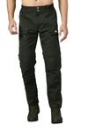 TREKMONK Men's Loose Convertible Cargo Trekking Pants Olive Large