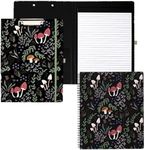 Steel Mill & Co Cute Large Spiral Notebook with Durable Hardcover and 160 Lined Pages Bundle with Clipboard Folio with Refillable Lined Notepad and Interior Storage Pocket, Mushroom